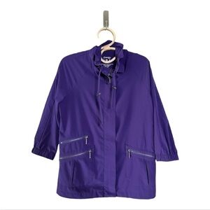Chicos Zenergy Outerwear Dark Purple Mock Neck Adjustable Jacket Size S